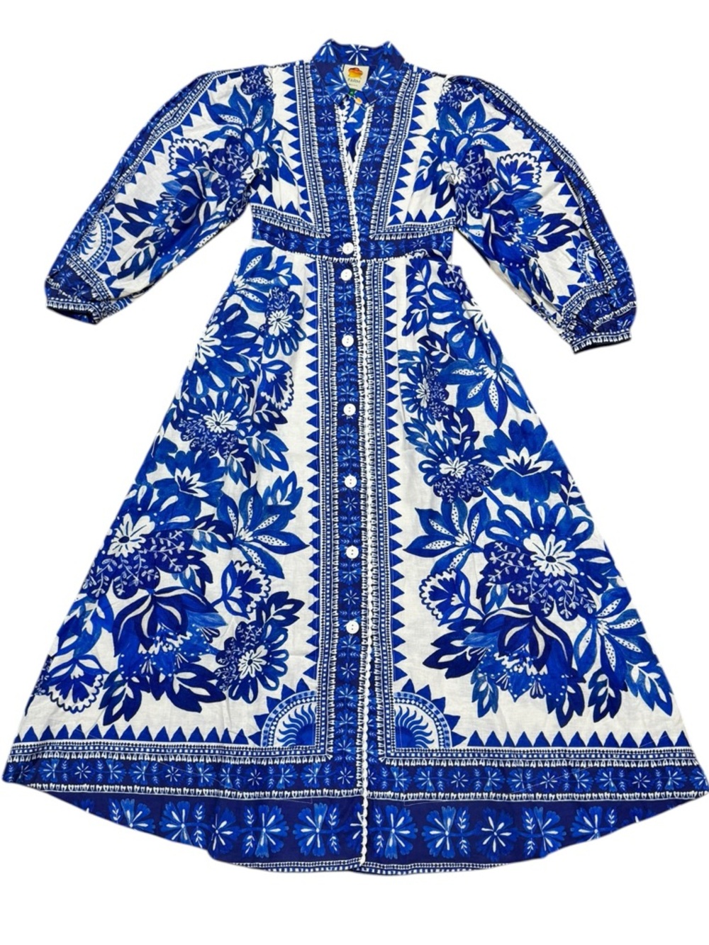 FARM Rio Blue and White Floral Print Maxi Dress - Picture 5 of 13
